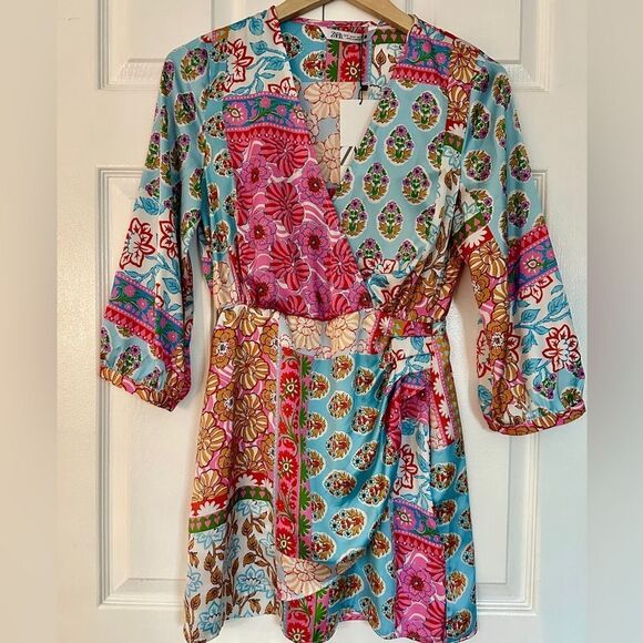 ZARA Patchwork Print Dress Size S • BLOGGER FAVORITE • NEW WITH TAGS • - Picture 10 of 15